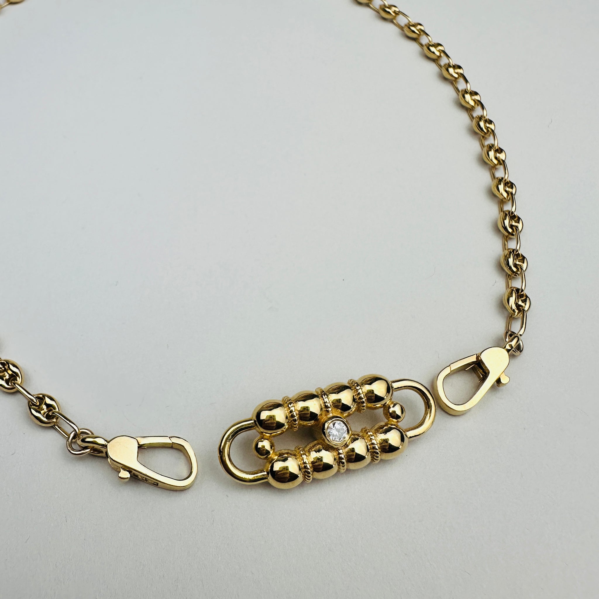 Load image into Gallery viewer, “LOVE LOCK” CONNECT Necklace- petit mini puffy mariner