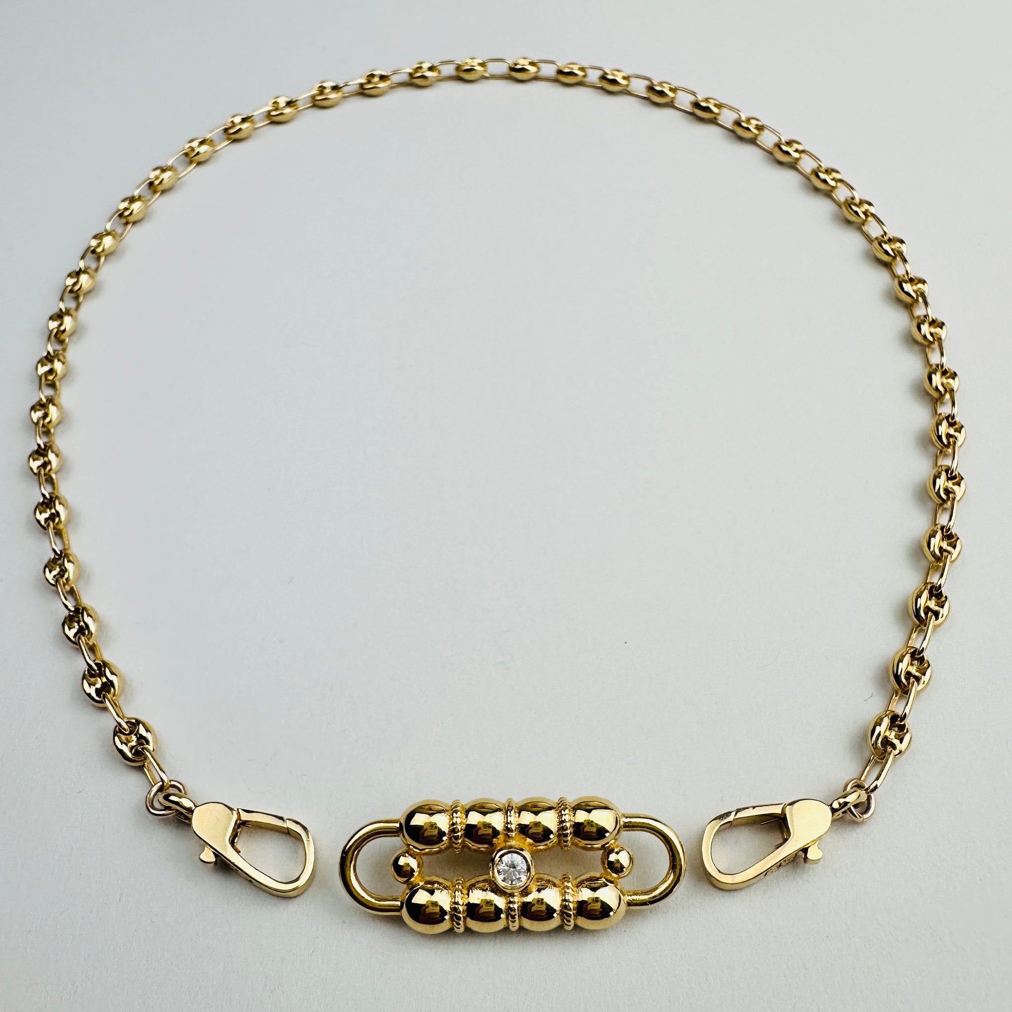 Load image into Gallery viewer, “LOVE LOCK” CONNECT Necklace- petit mini puffy mariner