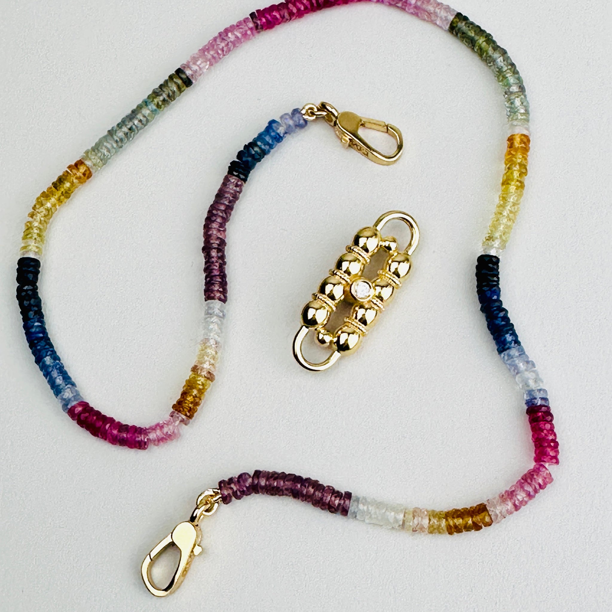 Load image into Gallery viewer, Rainbow Double Clip CONNECT BAR Necklace