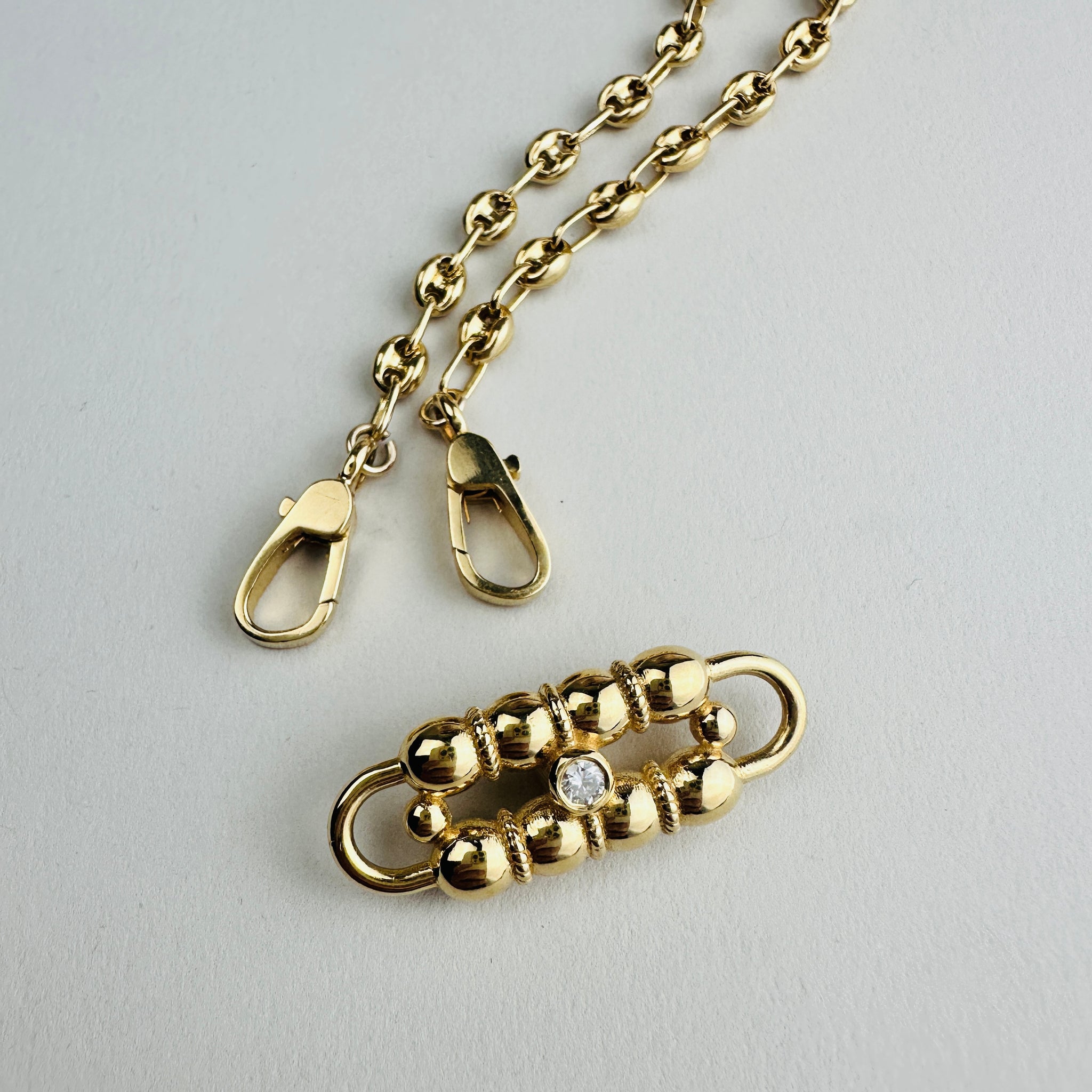 Load image into Gallery viewer, “LOVE LOCK” CONNECT Necklace- petit mini puffy mariner
