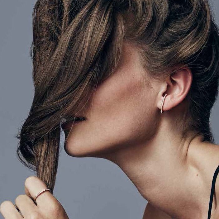 Load image into Gallery viewer, Black Diamond Line Ear Cuffs