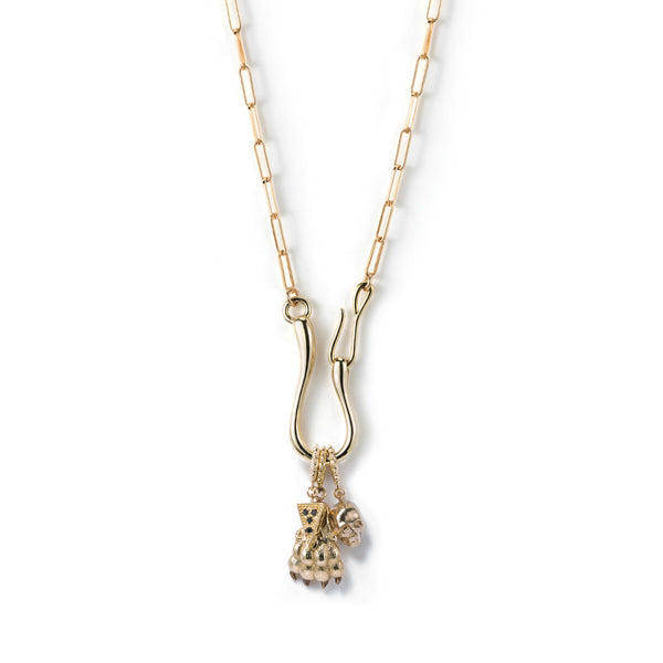 14K Gold Hook Catch “IRIS” Charm Necklace