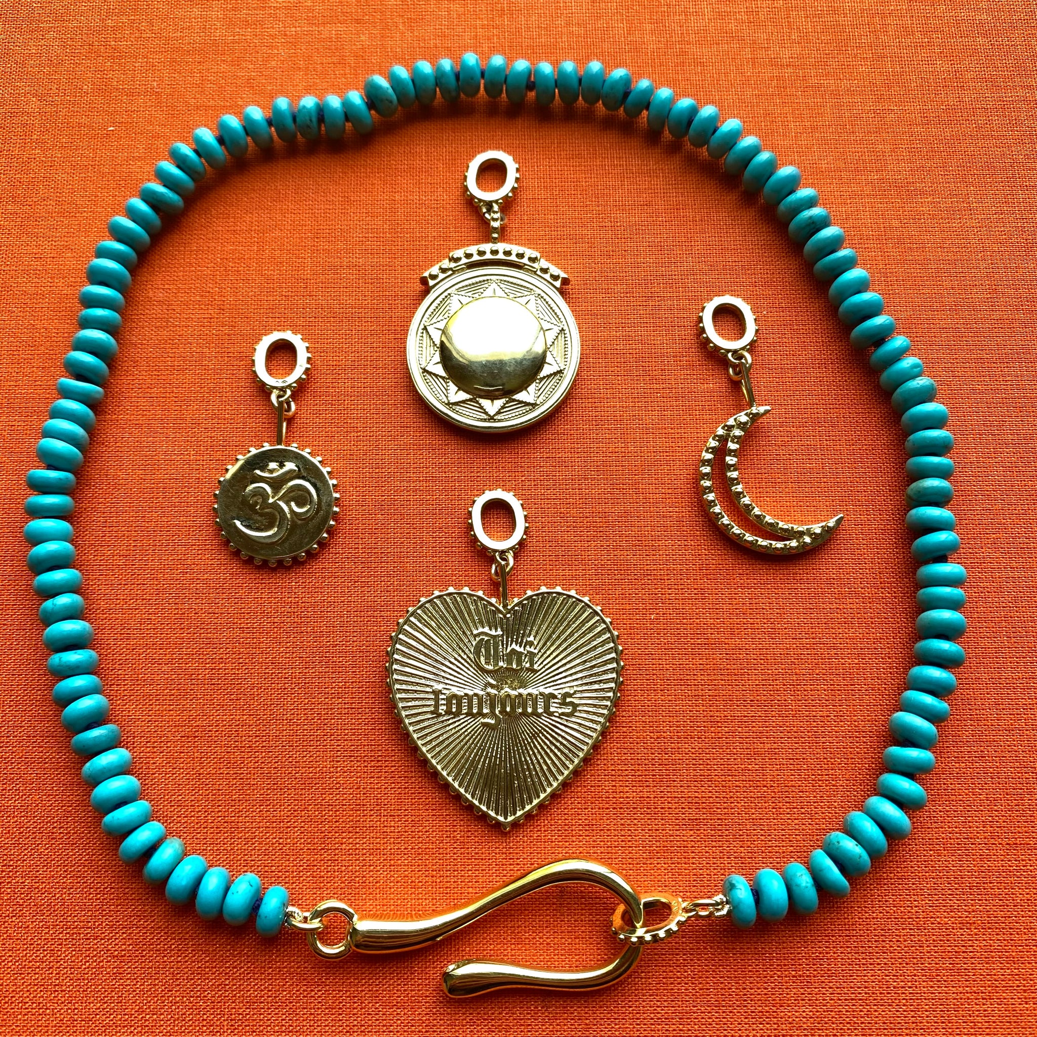 Load image into Gallery viewer, Turquoise Large Hook + Loop Necklace