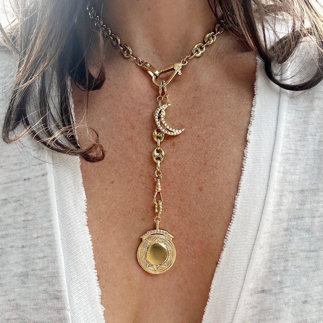 “LOVE LOCK” Sun + Moon Waterfall Necklace