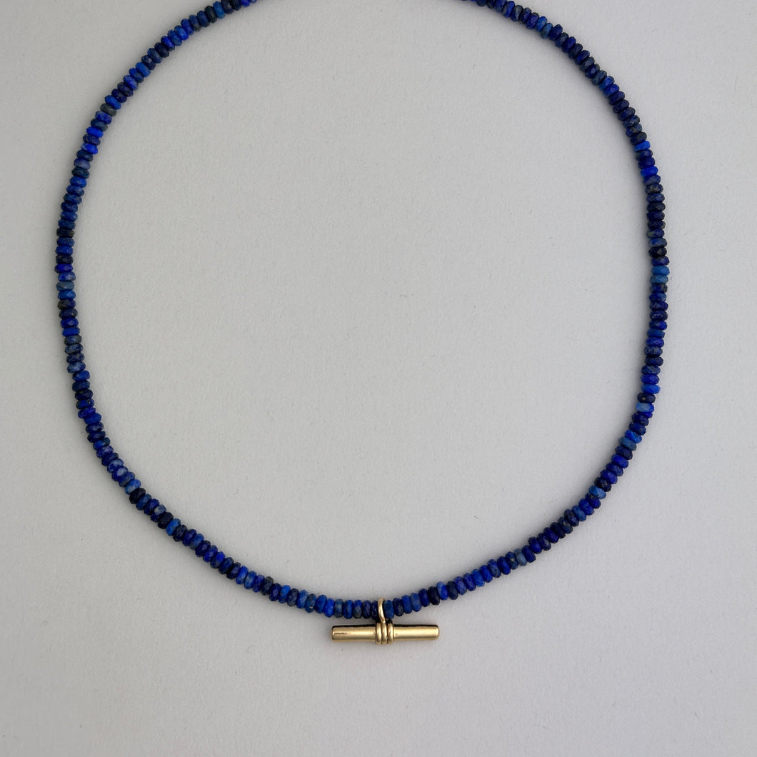 Tiny Beads Necklace - Lapis Lazuli with Tiny Bar