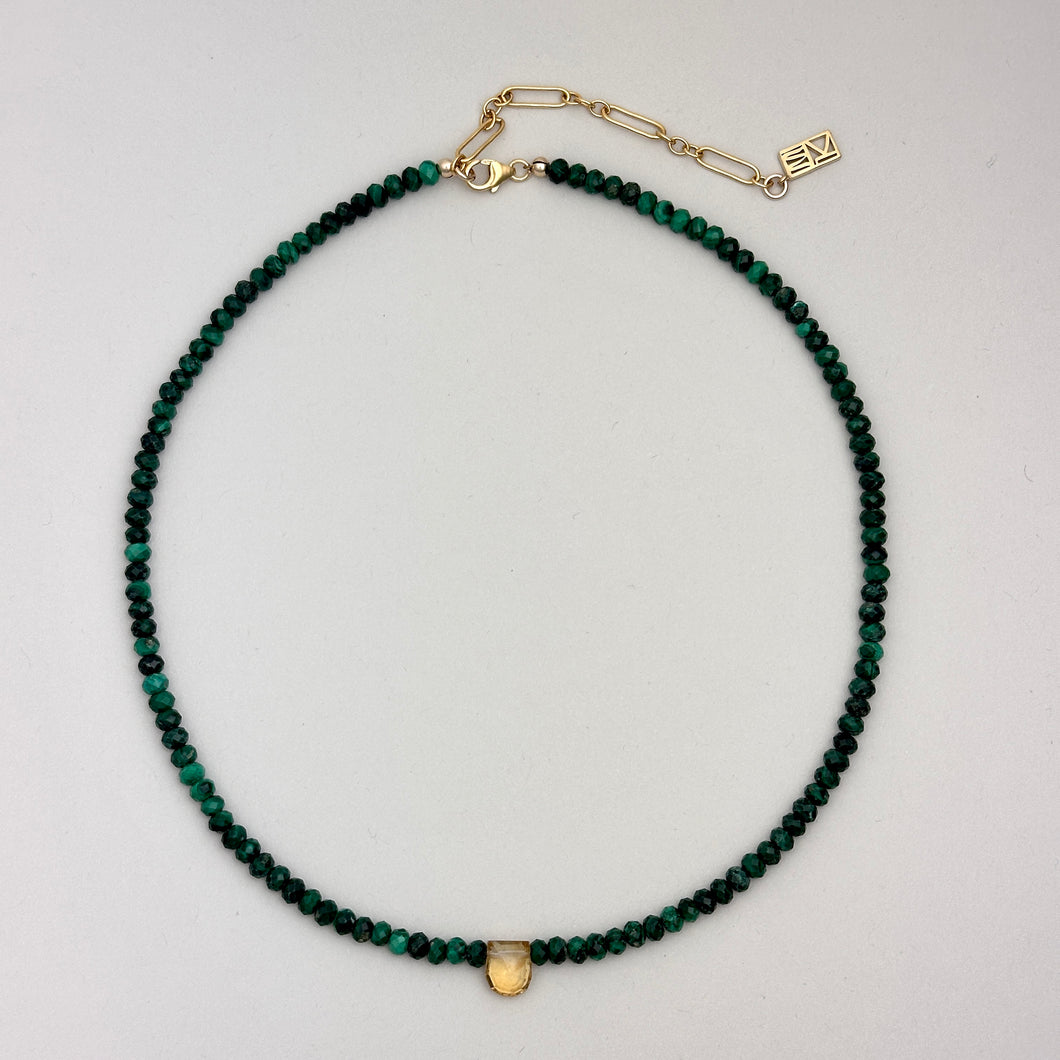 Tiny Beads Necklace - Malachite and Stone