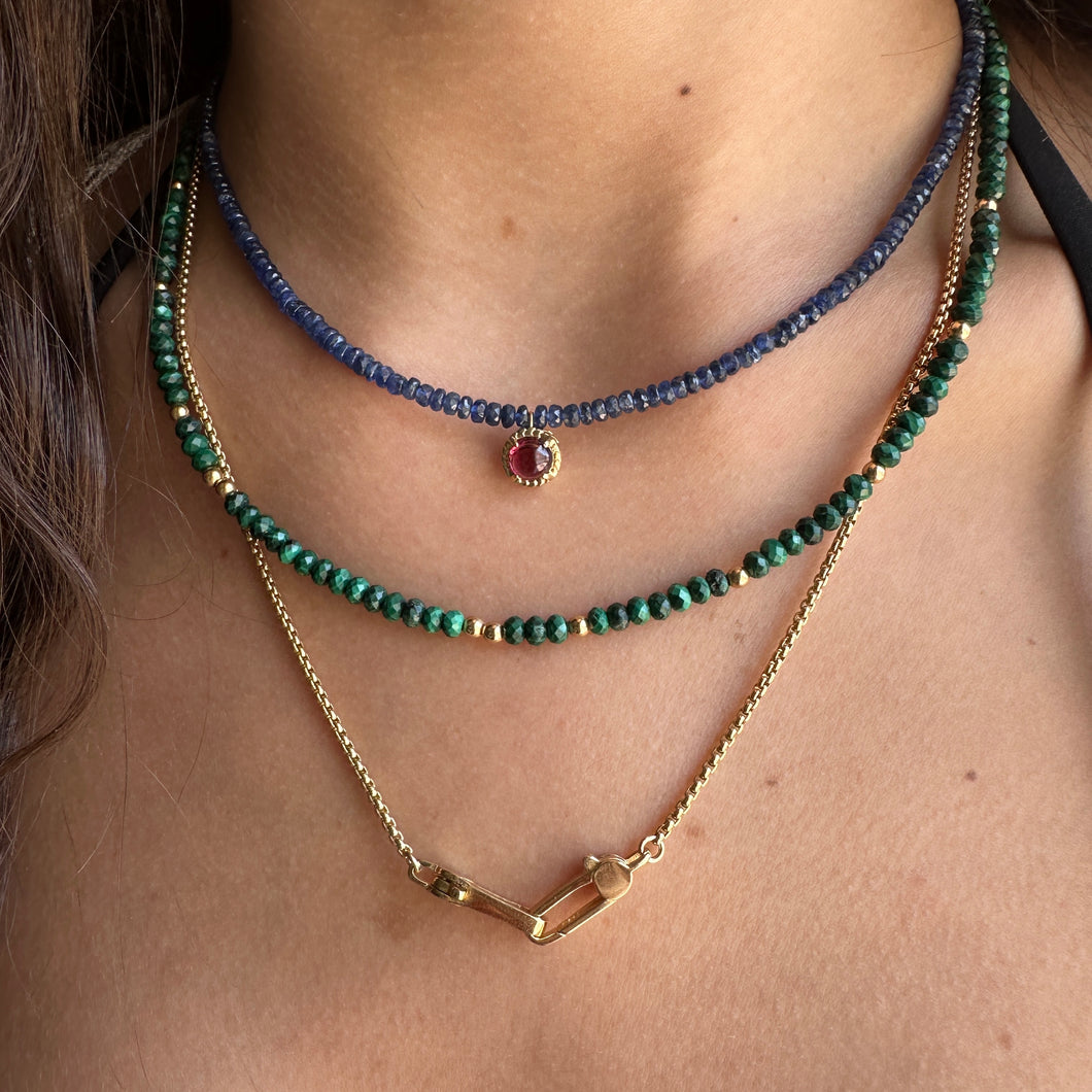 Sapphire and Stone Tiny Beads Necklace