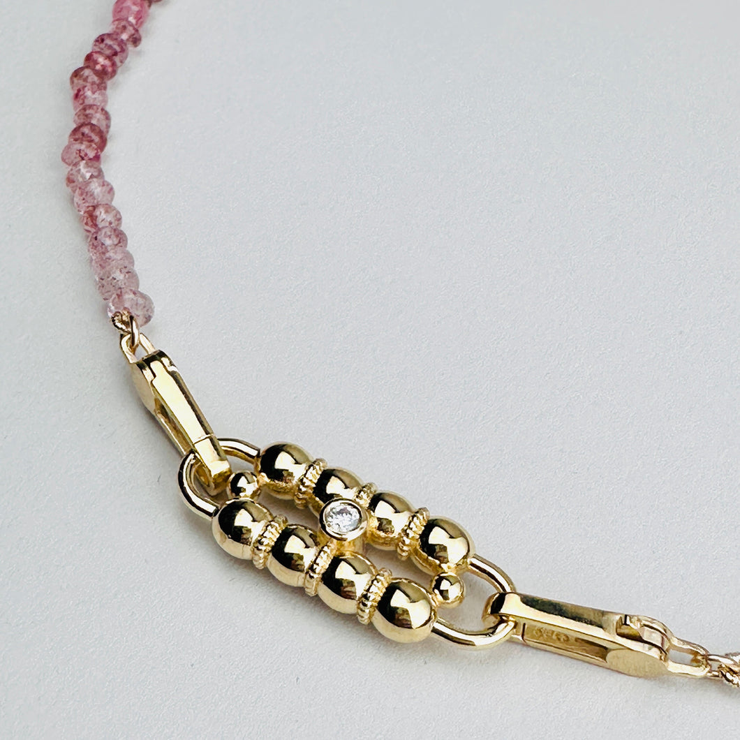 Pink Quartz Double Clip CONNECT BAR Necklace