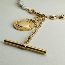 Load image into Gallery viewer, Pearl + Chain Sundial Fob Necklace
