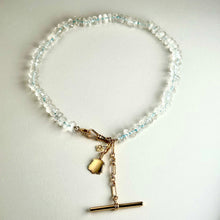 Load image into Gallery viewer, Aquamarine Mini Antique Shield  Fob Necklace
