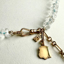 Load image into Gallery viewer, Aquamarine Mini Antique Shield  Fob Necklace
