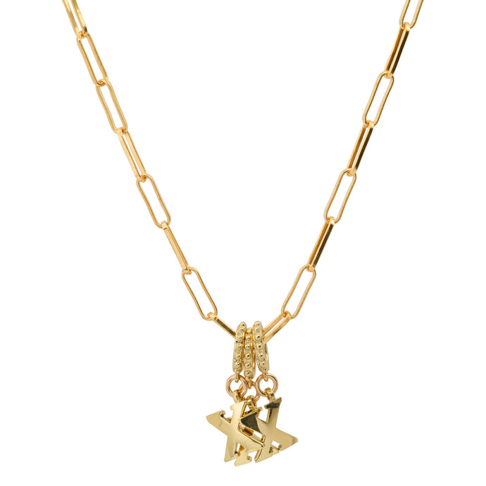 gold chain with 3 X charms