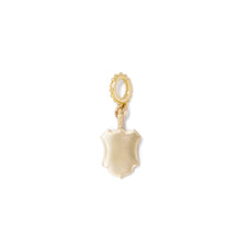 Load image into Gallery viewer, small brass satin finish shield charm

