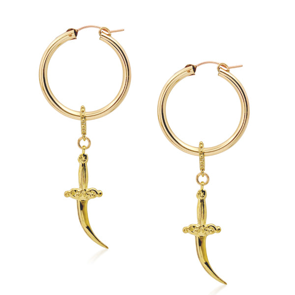 Dagger Charm Hoops