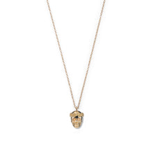 Load image into Gallery viewer, Brass Skull Pendant Necklace with Floral Headdress
