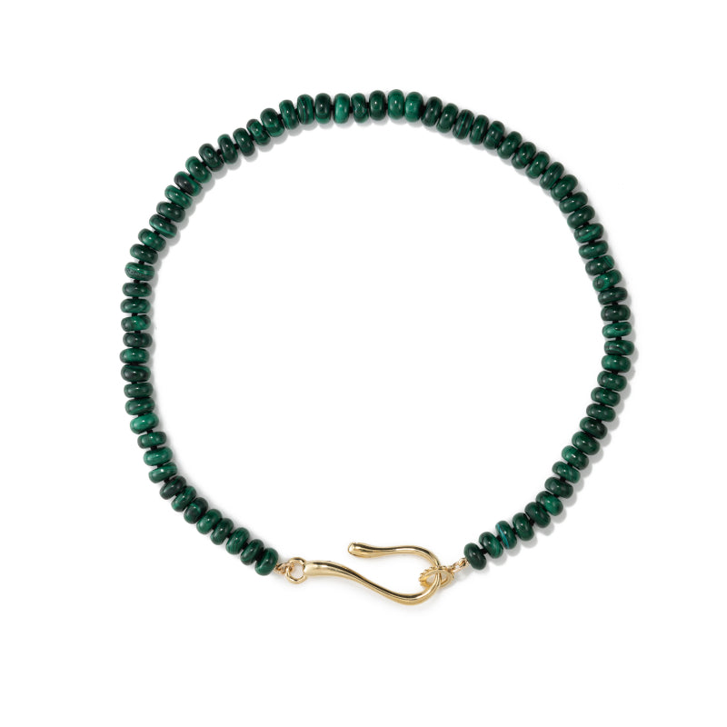 Malachite beads with brass closure