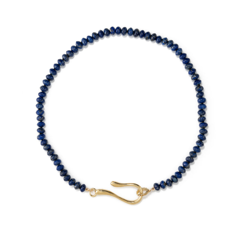 Lapis Lazuli Beaded Necklace with Brass Closure