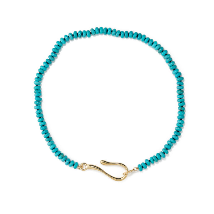 turquoise necklace with brass closure