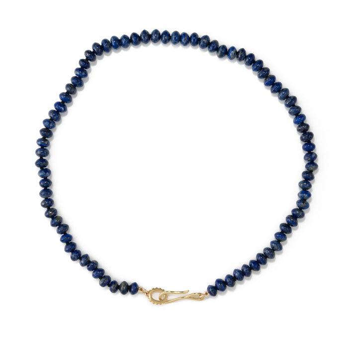 Lapis Lazuli Beaded Necklace with Brass Closure