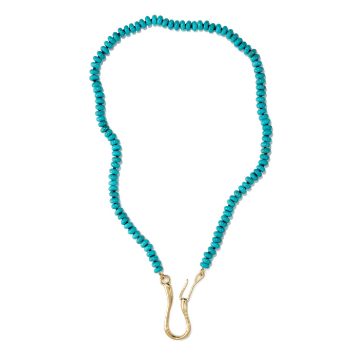 turquoise necklace with brass closure