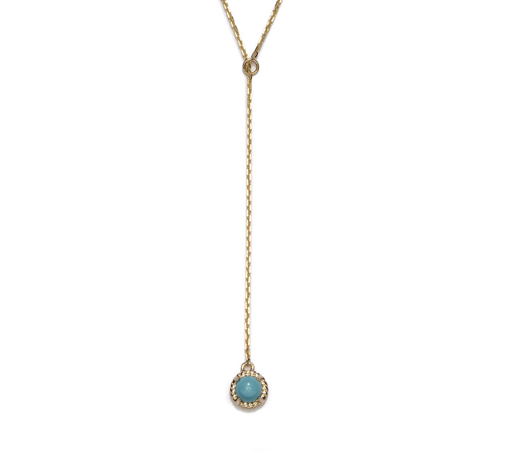 Stone Lariat Necklace- Turquoise