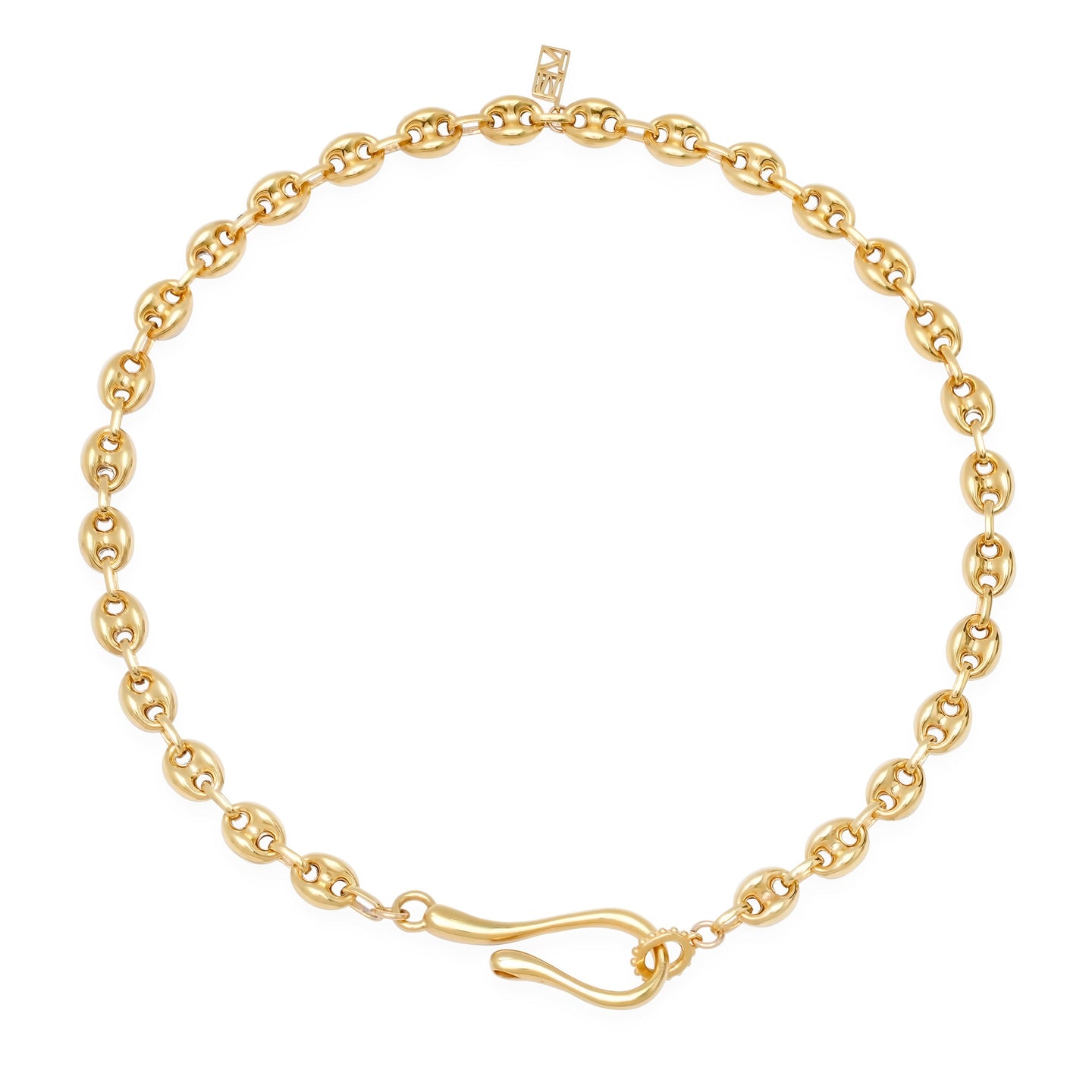 14K Puffy Mariner Hook + Loop Cable Necklace