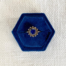 Load image into Gallery viewer, Vintage Blue Glass and Diamond Ring
