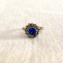 Load image into Gallery viewer, Vintage Blue Glass and Diamond Ring
