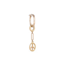 Load image into Gallery viewer, Single Peace Charm Hoop Earring
