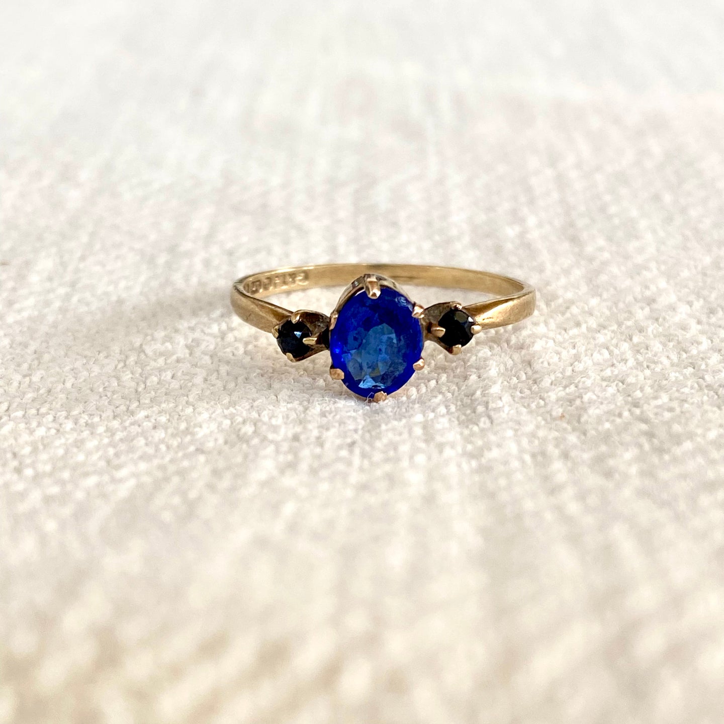 Dainty Antique Blue Glass Ring