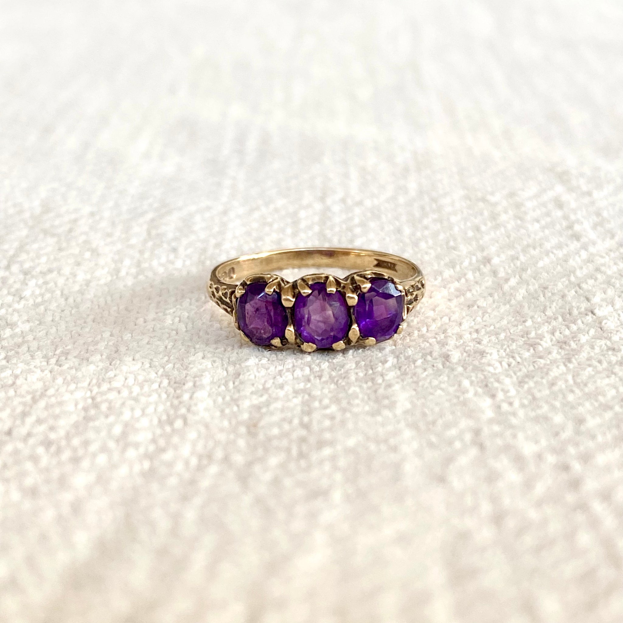 Amethyst three deals stone ring